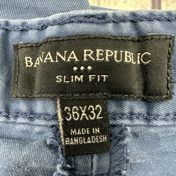 Banana Republic Pants Mens 36X32 (30) Beige & Blue Slim Fit Tapered Fit Stretch - Picture 9 of 16